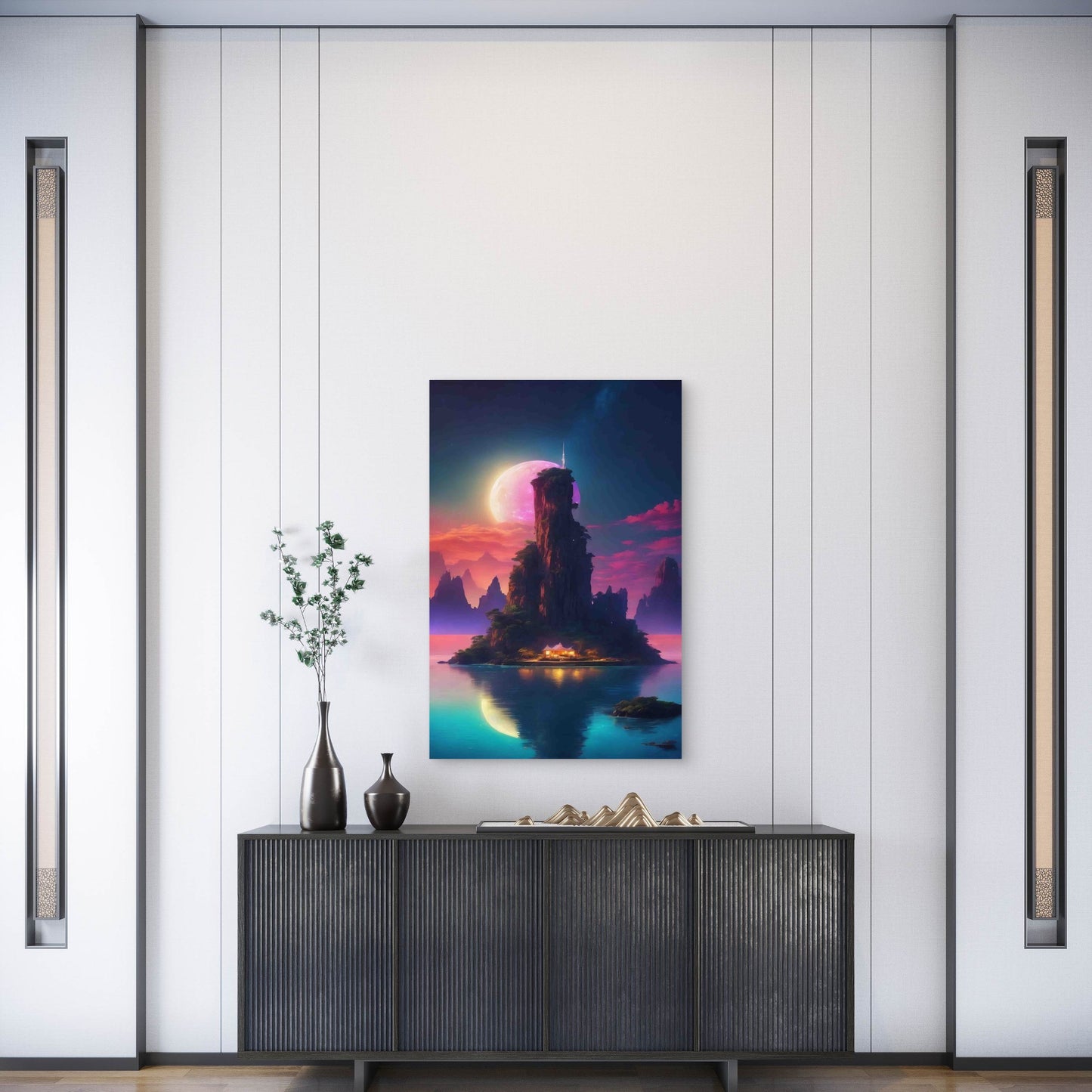 Futuristic Fantasy Abstract Night Metal Print Ready to Hang