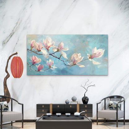 Spring Morning Floral Haze Wall Art Canvas Office Home Room Framed 120x60cm - Bella Home Decor