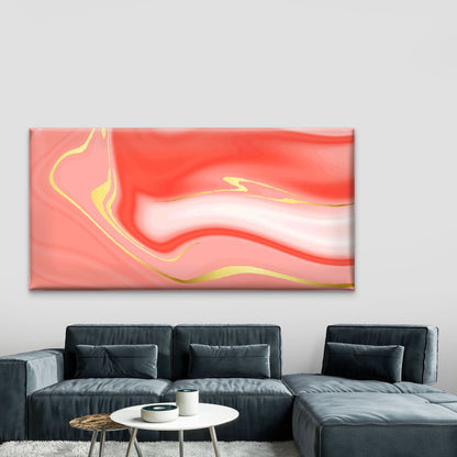 Red and Golden Marble Texture Wall Art Canvas Office Home Room Framed 120x60cm