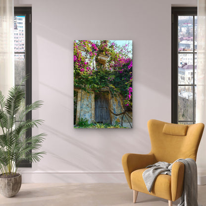 Old Neglected House With Flowering Tree Roof 40x60cm Metal Print Ready to Hang
