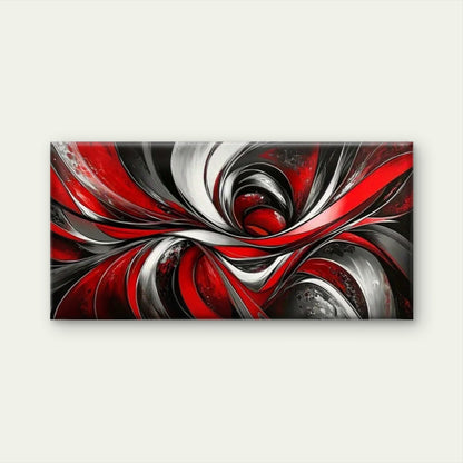 Swirling Red White Black Wall Art Canvas Office Home Room Framed 120x60cm
