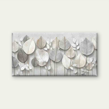 Abstract White Leaves Backgroun Wall Art Canvas Office Home Room Framed 120x60cm - Bella Home Decor