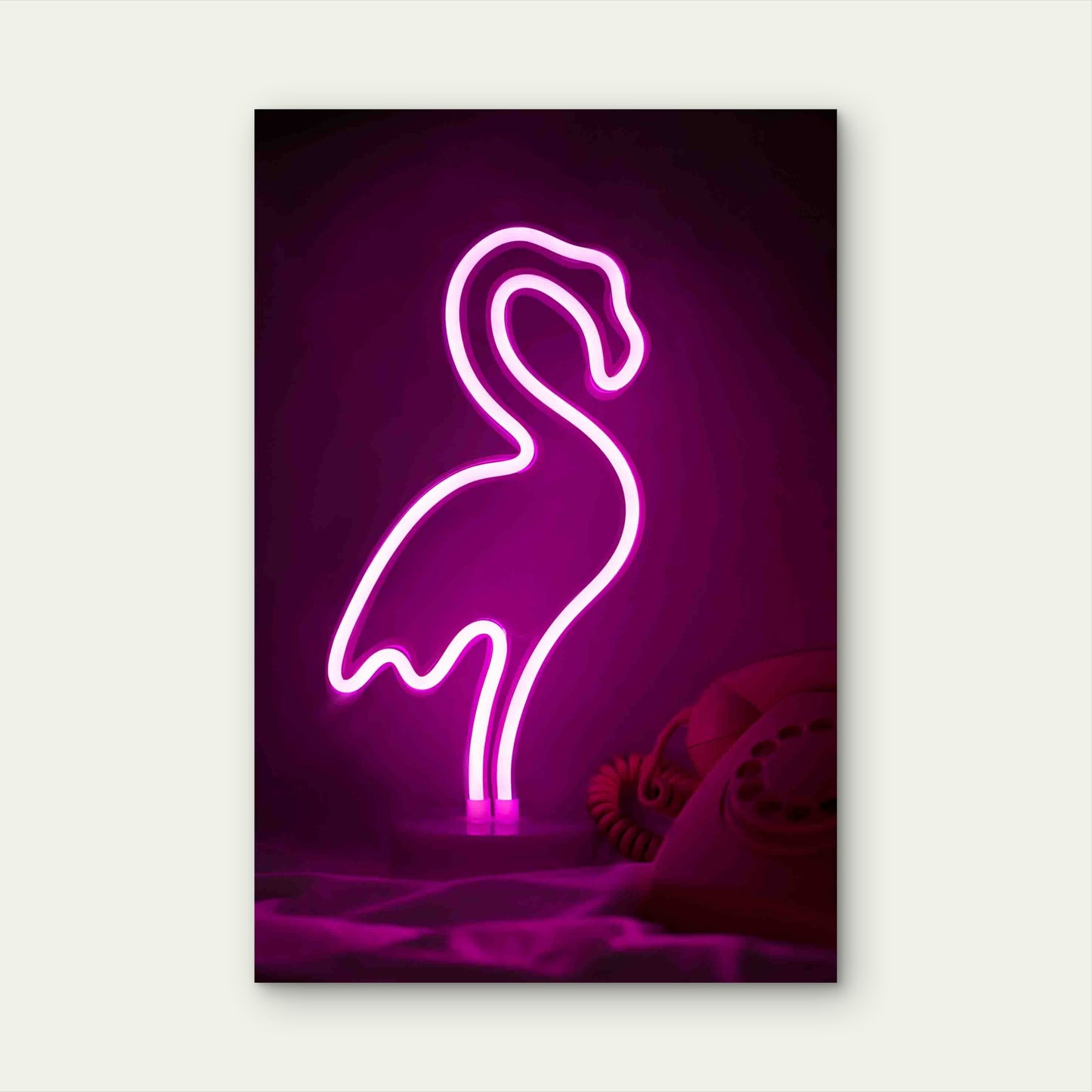 Glow Of The Flamingo Night Light 60x90cm Metal Print Ready to Hang - Bella Home Decor