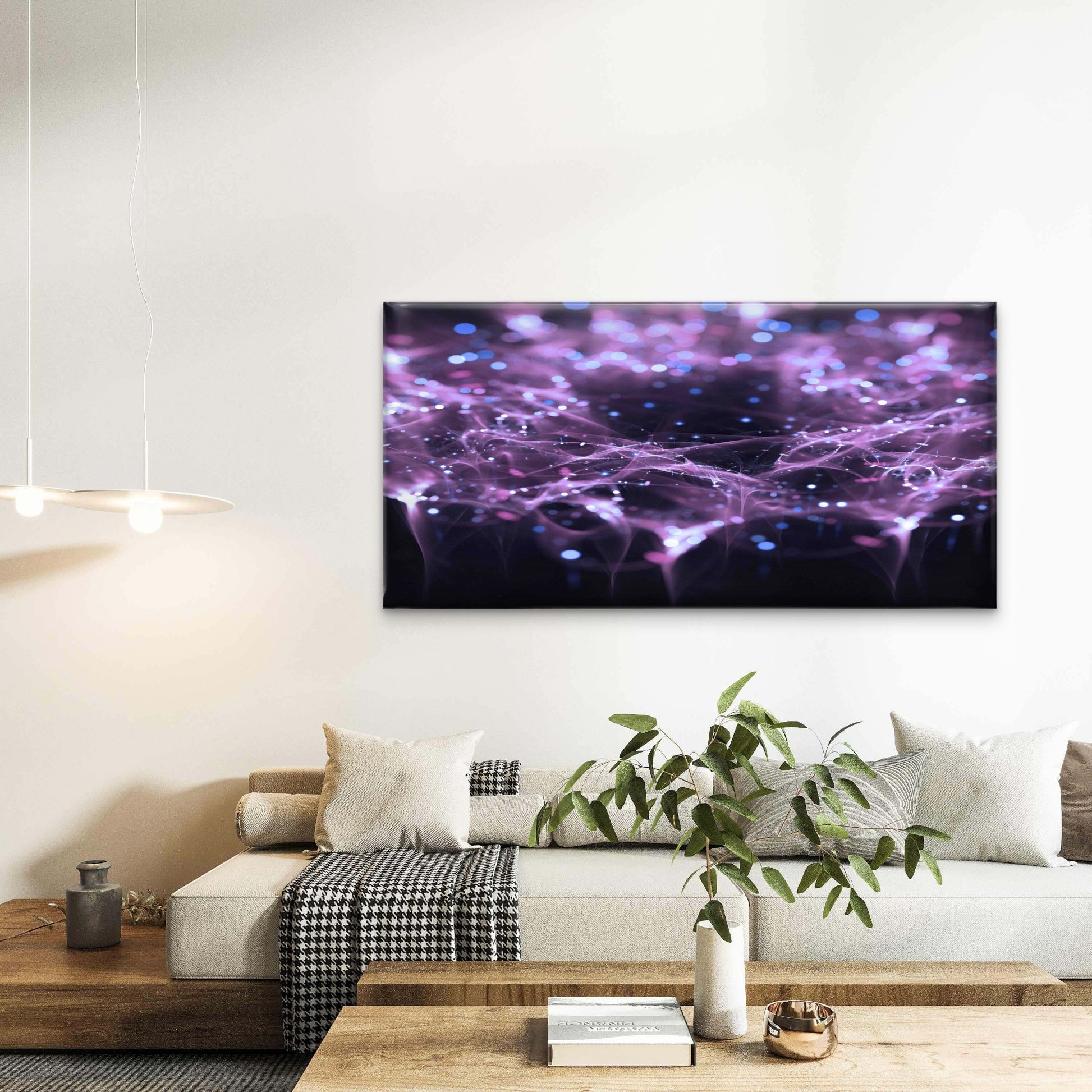 Neural Network Illustration Wall Art Canvas Office Home Room Framed 120x60cm - Bella Home Decor