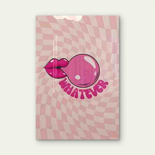 Pink Lips & Gum Pop Art WHATEVER 60x90cm Metal Print Ready to Hang