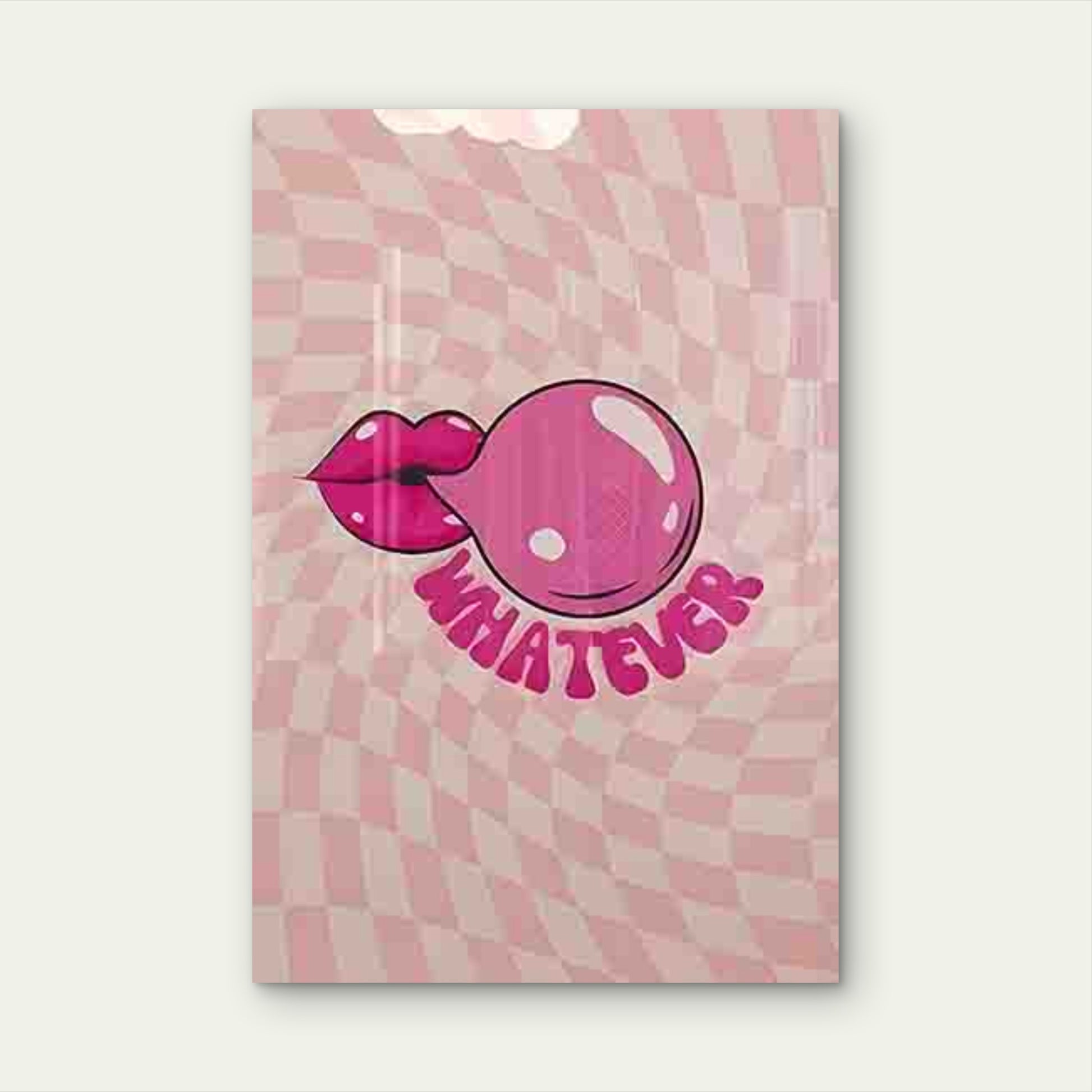 Pink Lips & Gum Pop Art WHATEVER 40x60cm Metal Print Ready to Hang - Bella Home Decor