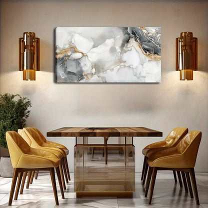 Abstract Marble Golden Abstract Wall Art Canvas Office Home Room Framed 120x60cm - Bella Home Decor