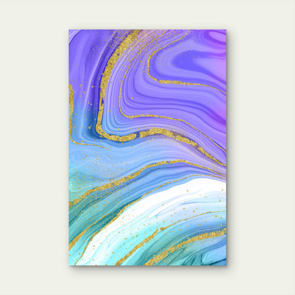 Abstract Liquid Marble with Gold Glitter 40x60cm Metal Print Ready to Hang
