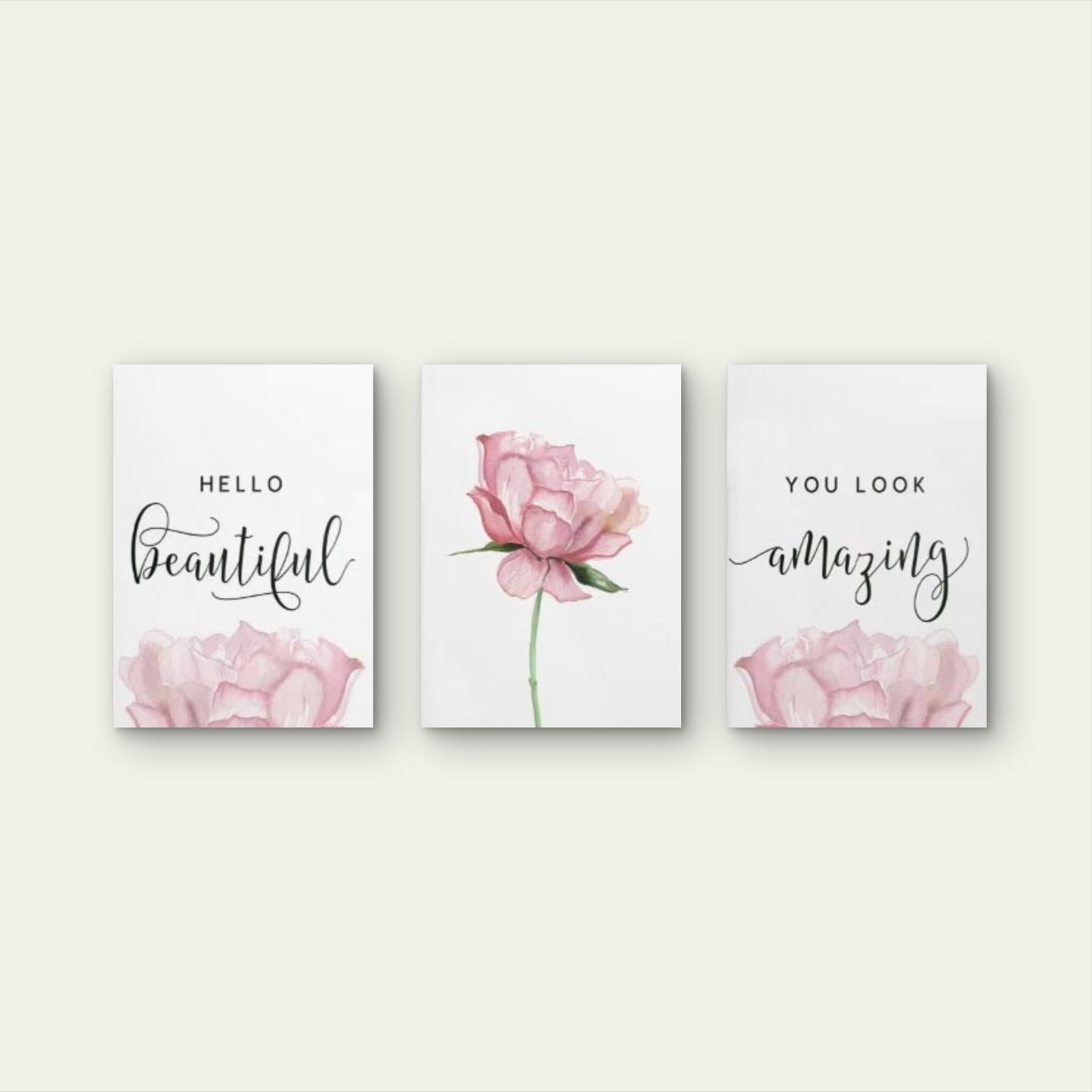 3pcs Pink Rose Flower Inspirational Quote Wall Art Set Canvas Framed 50x70cm - High Quality Print 100% Australian Made Wall Canvas Ready to Hang - Bella Home Decor