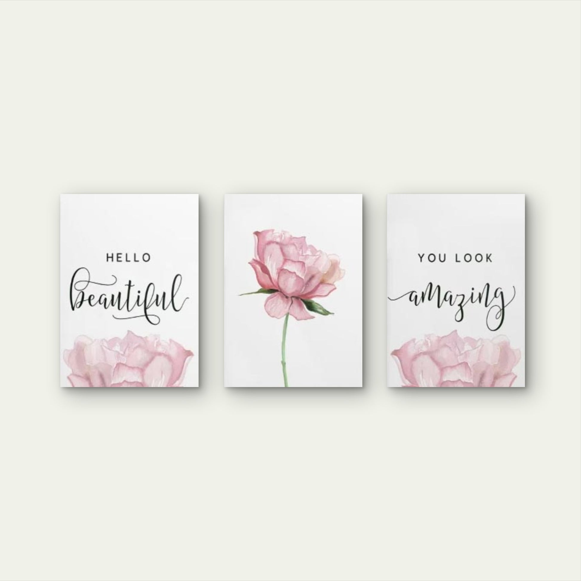3pcs Pink Rose Flower Inspirational Quote Wall Art Set Canvas Framed 50x70cm - High Quality Print 100% Australian Made Wall Canvas Ready to Hang - Bella Home Decor