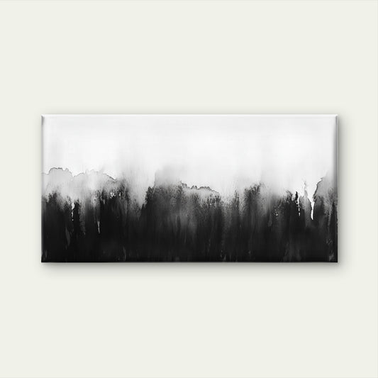 Minimalist Black Ink Abstract Wall Art Canvas Office Home Room Framed 120x60cm