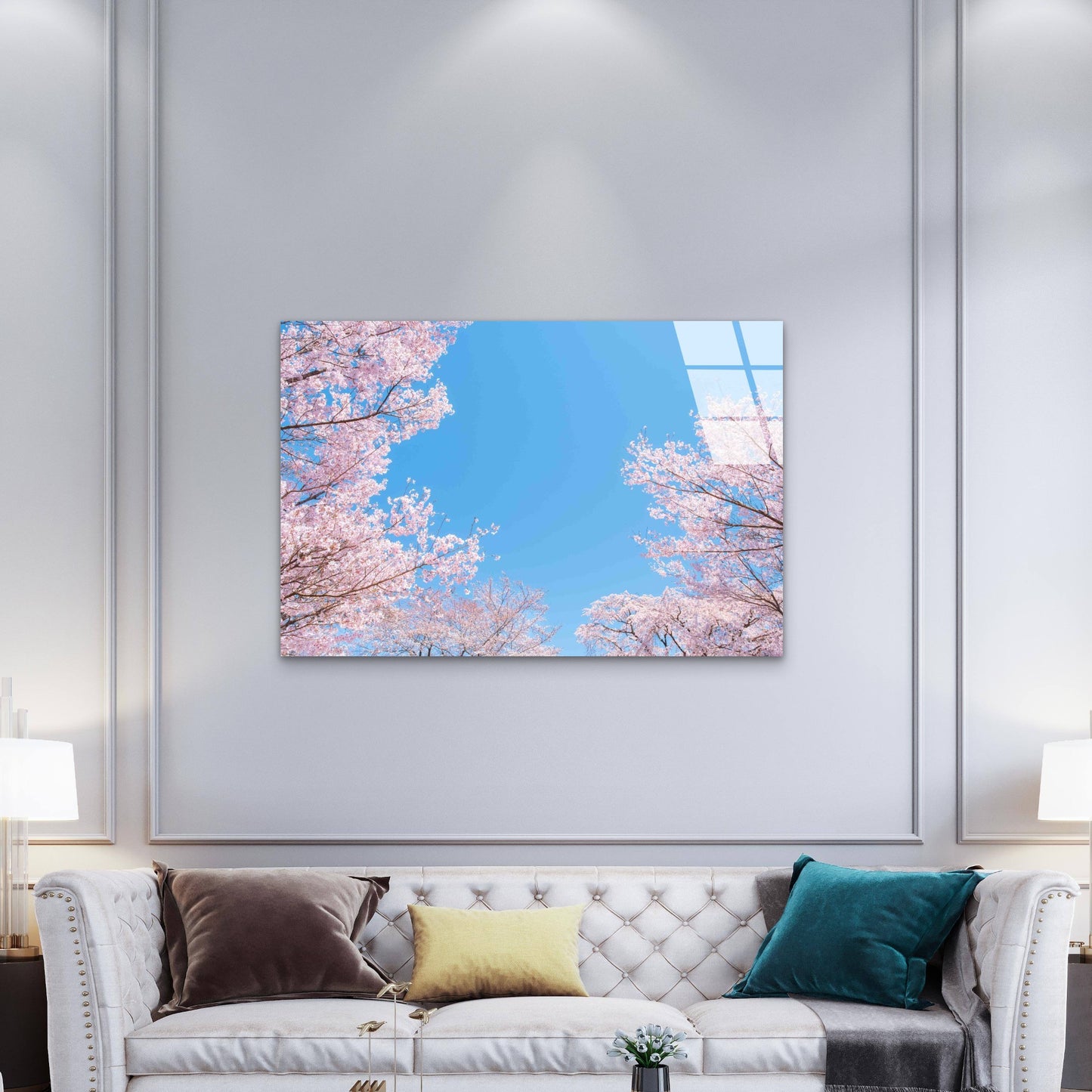 Pink Spring Blossom Tempered Glass Printing Wall Art Australian Made Quality