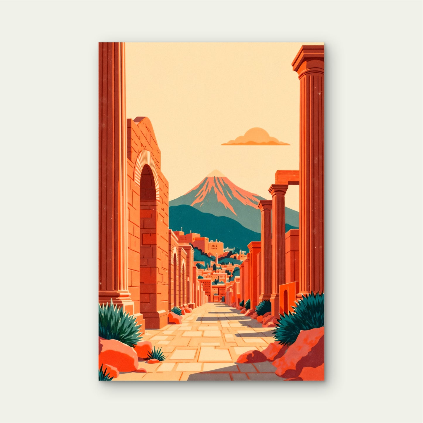 Illustration of Ancient Pompeii 40x60cm Metal Print Ready to Hang