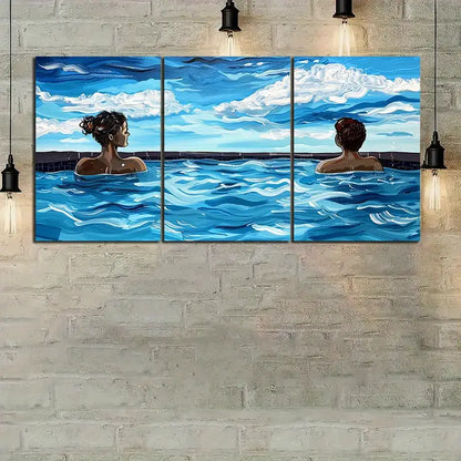 3pcs Swimming Pool Metal Print Ready to Hang Art