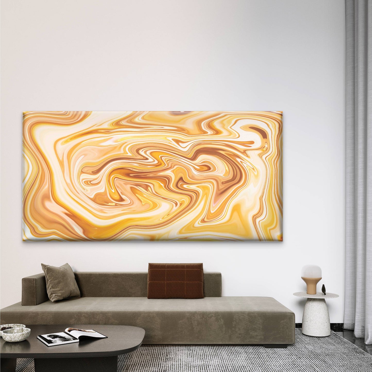 Gold Liquid Paint Marble Wall Art Canvas Office Home Room Framed 120x60cm