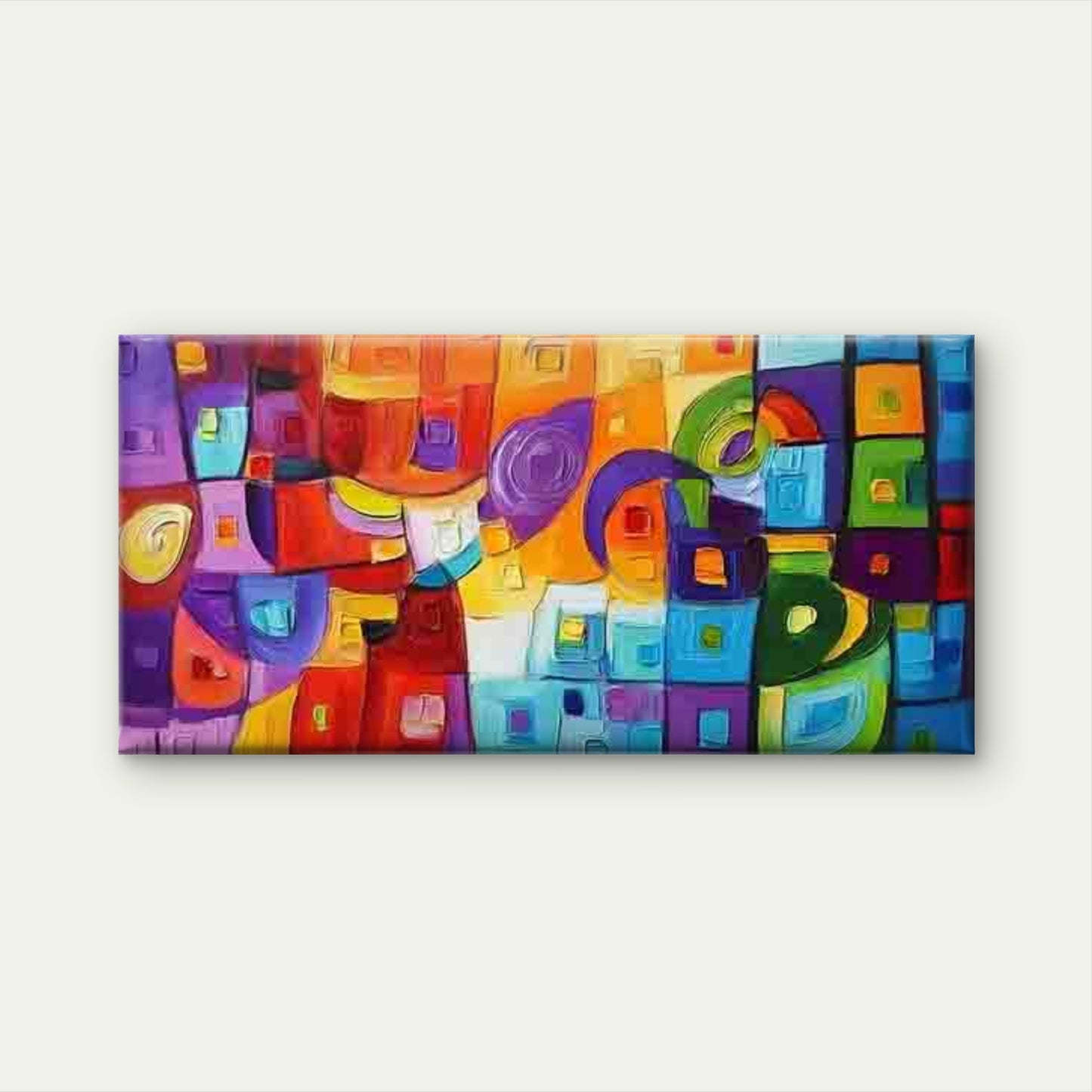 Abstract Colorful Block Design Wall Art Canvas Office Home Room Framed 120x60cm