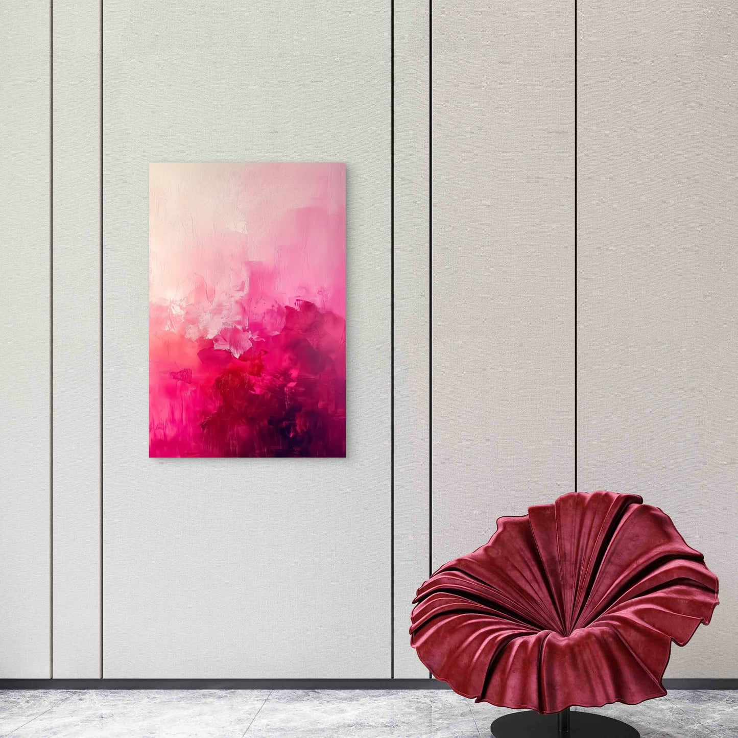 Vibrant Pink to Crimson Abstract Gradient 40x60cm Metal Print Ready to Hang