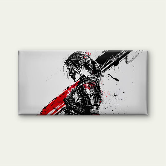 Crimson Blade Shadow Spirit Wall Art Canvas Office Home Room Framed 120x60cm