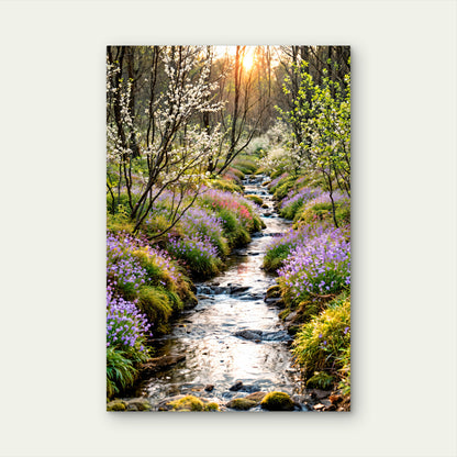 Spring Stream Forest 40x60cm Metal Print Ready to Hang