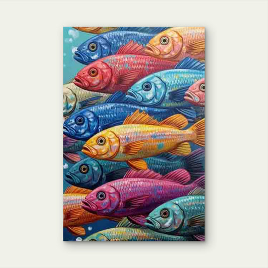 Colorful School of Fish Metal Print Ready to Hang