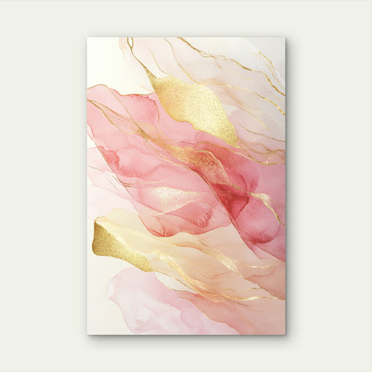 Pink Gold Blush Fluid Marble Glitter Swirl 40x60cm Metal Print Ready to Hang