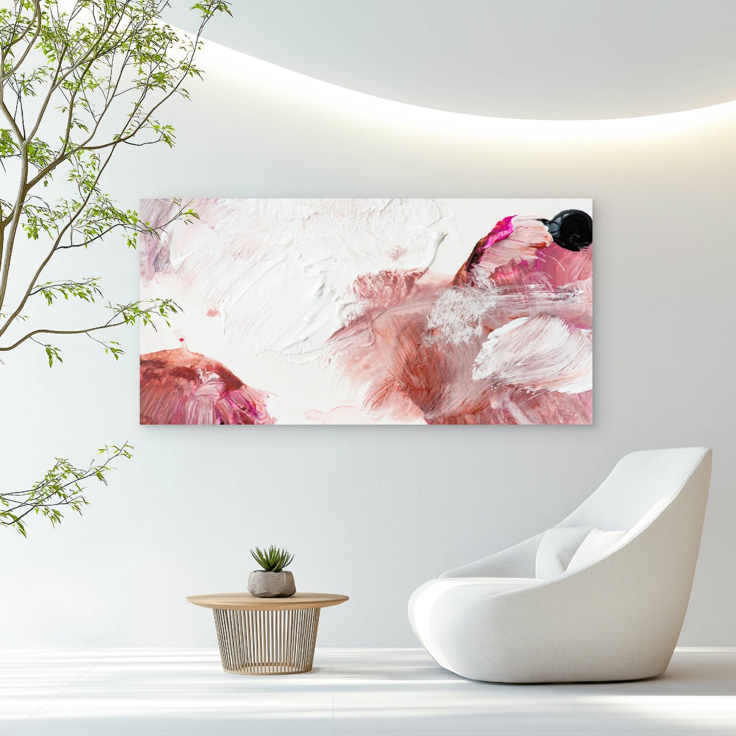 Soft Pink Brush Strokes Wall Art Canvas Office Home Room Framed 120x60cm