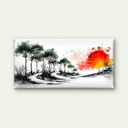 A Peaceful Sunset Journey Wall Art Canvas Office Home Room Framed 120x60cm