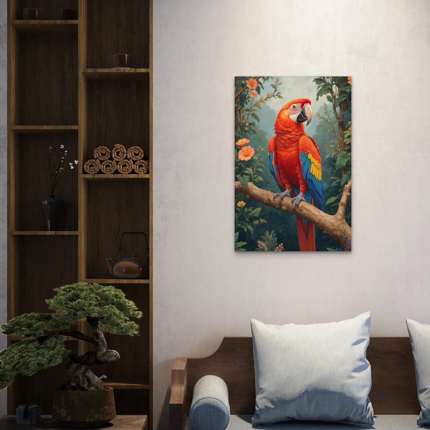 Artistic Pastel Animal Macaw Portrait Illustration 40x60cm Metal Print Ready to Hang