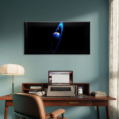 Blue Ringed Planet Wall Art Canvas Office Home Room Framed 120x60cm