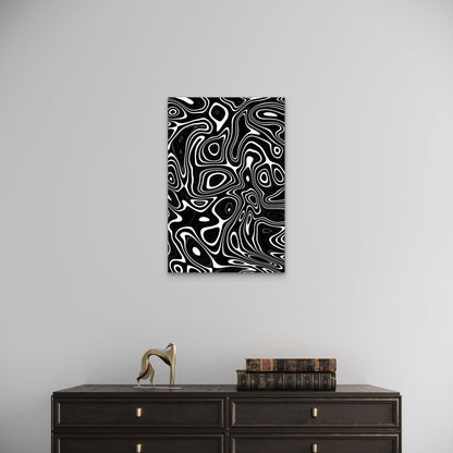 Abstract Black and White Wavy Lines Pattern 60x90cm Metal Print Ready to Hang