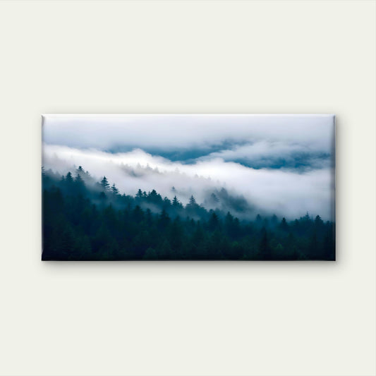 Misty Pine Forest Morning Wall Art Canvas Office Home Room Framed 120x60cm