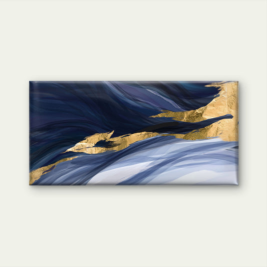 Navy Blue Indigo Marble Gold Wall Art Canvas Office Home Room Framed 120x60cm