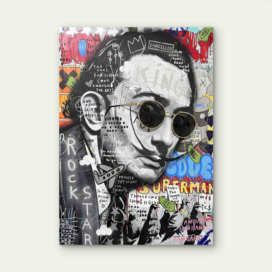 Dynamic Graffiti Creator Wearing Sunglasses 40x60cm Metal Print Ready to Hang