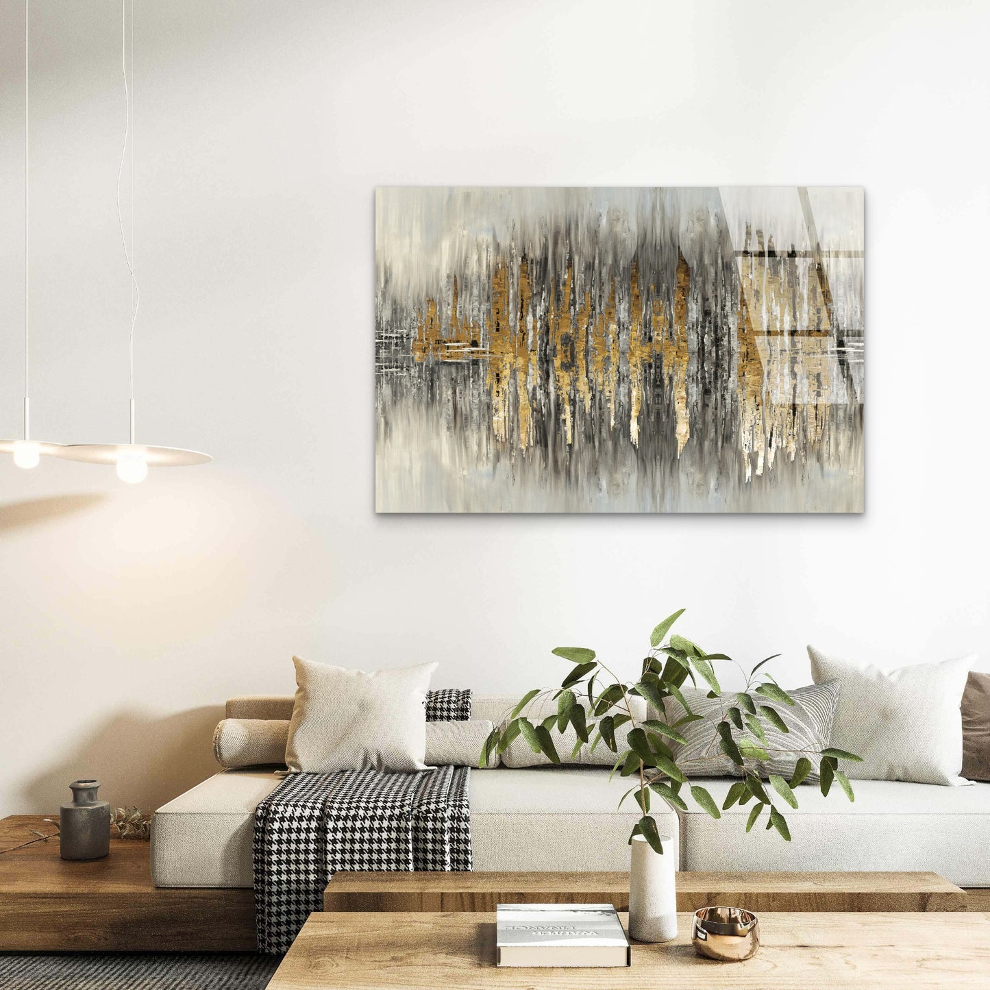 Abstract Gold Foil Grey Texture  Acrylic Glass Printing Wall Art Australian Made Quality