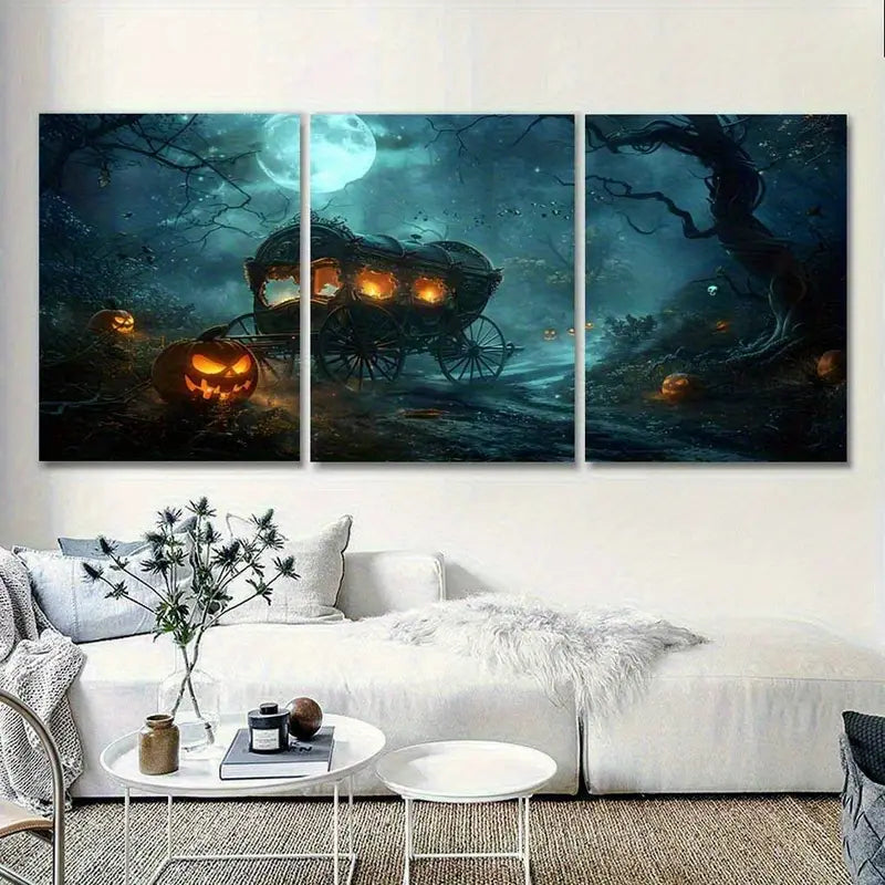 3pcs Halloween - Cuadro En  Metal Print Ready to Hang Art