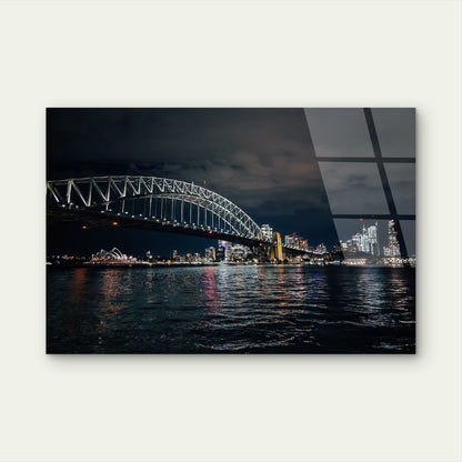 Sydney Harbour Bridge Opera House Night Cityscape Skyline Acrylic Glass Printing Wall Art Australian Made Quality