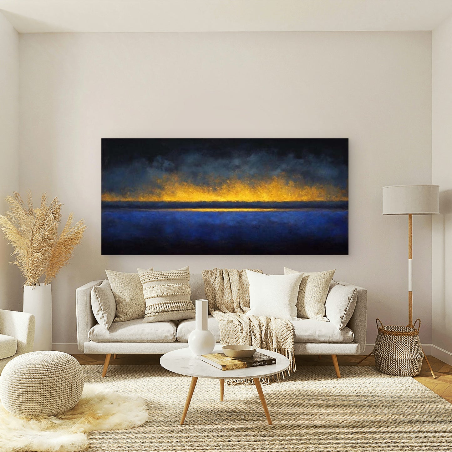 Abstract Color Field Wall Art Canvas Office Home Room Framed 120x60cm - Bella Home Decor