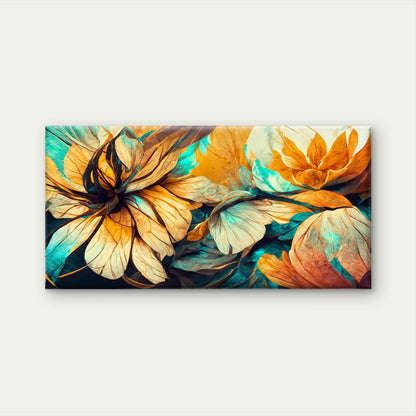 Abstract Flowers Floating Frame Wall Art Canvas Office Home Room Framed 120x60cm