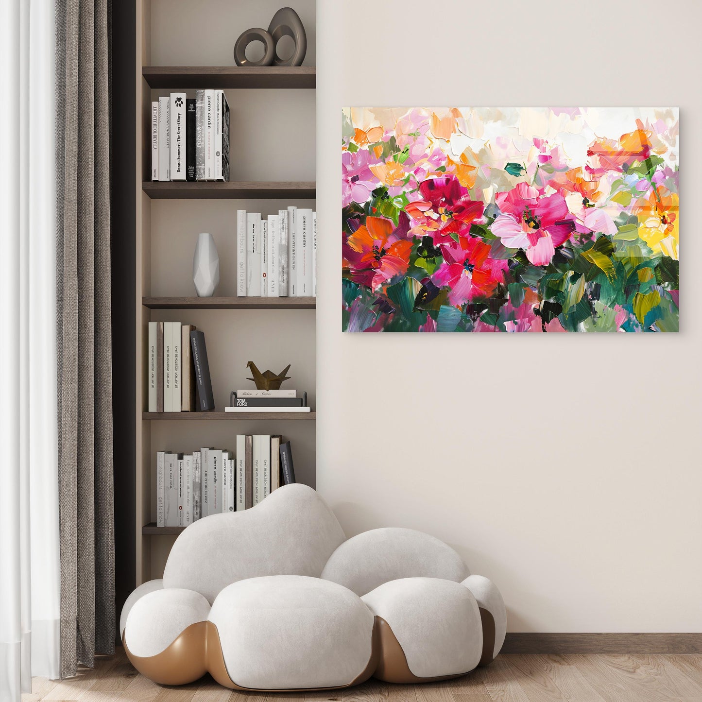 Modern Abstract Pink Floral Painting Acrylic Glass Printing Wall Art Australian Made Quality