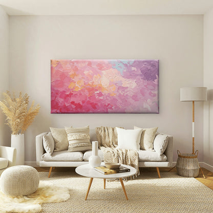 Abstract Pink Purple Thick Oil Wall Art Canvas Office Home Room Framed 120x60cm