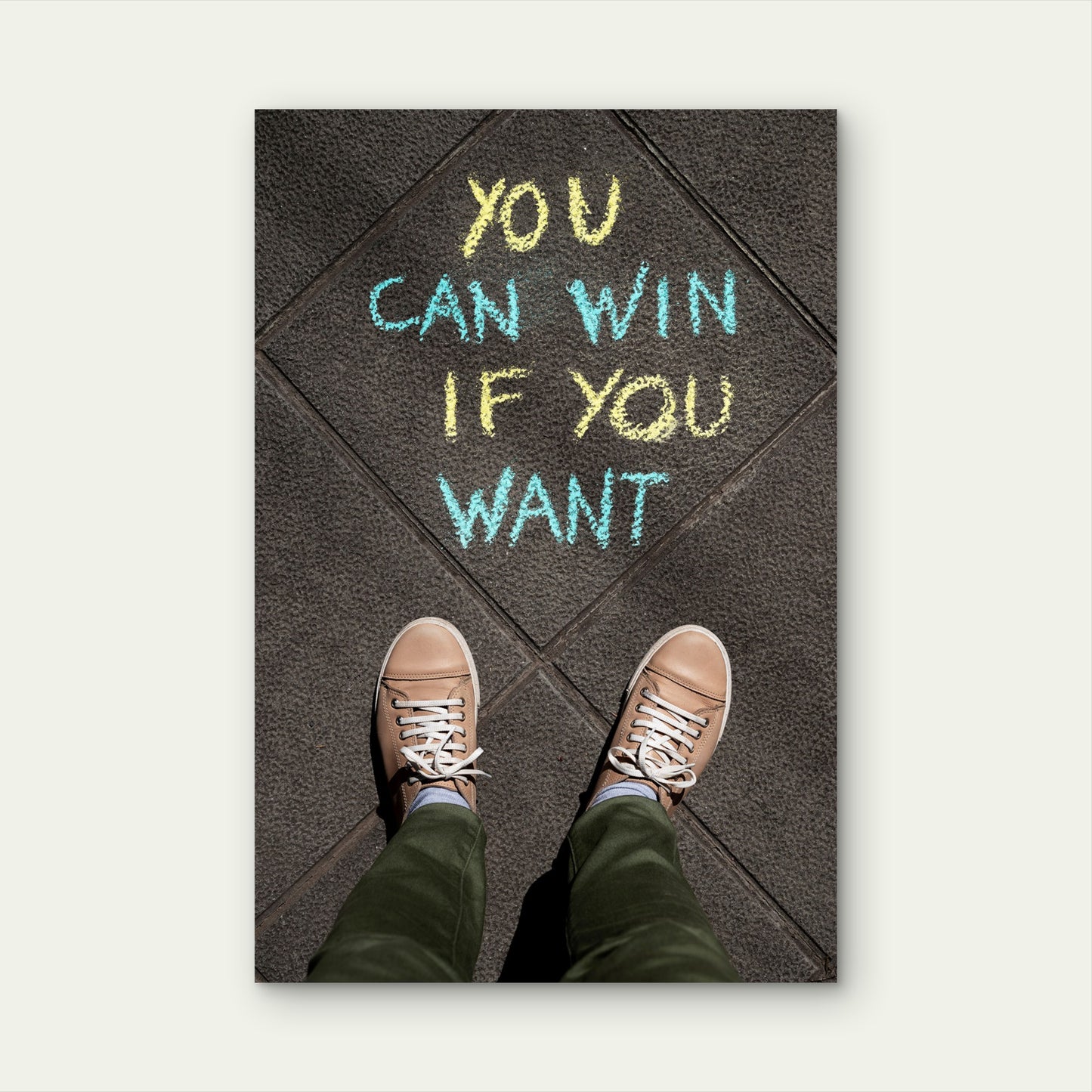 You Can Win Street Chalk Urban Style 40x60cm Metal Print Ready to Hang