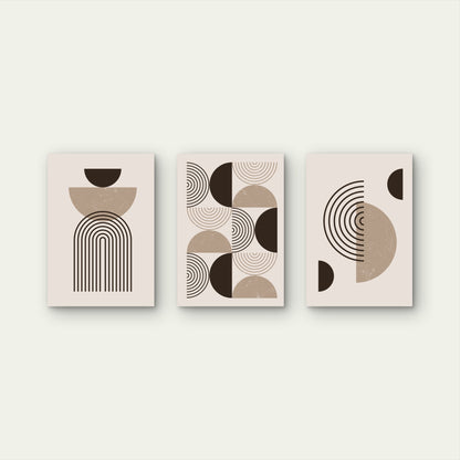 3pcs Abstract Mid Century Geometric Boho Arch    Wall Art Set Canvas Framed 50x70cm - High Quality Print 100% Australian Made Wall Canvas Ready to Hang
