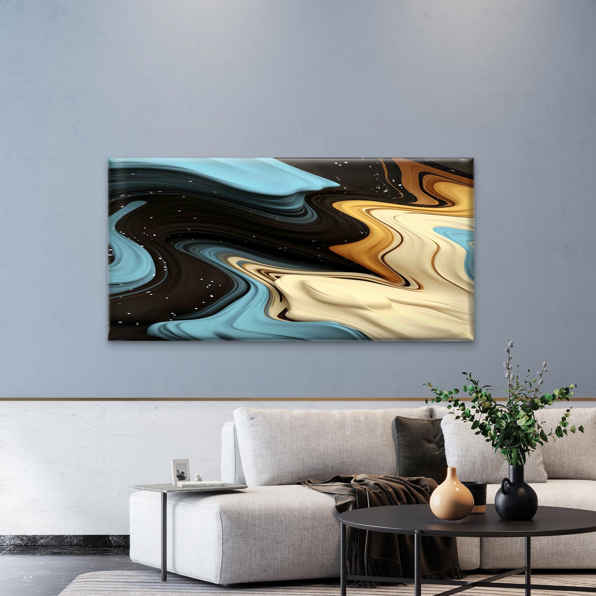 Abstract Ink Art Background Wall Art Canvas Office Home Room Framed 120x60cm - Bella Home Decor