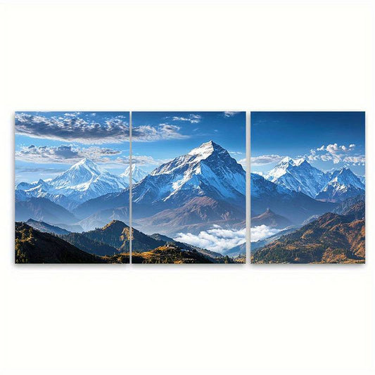 3pcs Tourist Attractions of Nepal Mount Everest Metal Print Ready to Hang Art