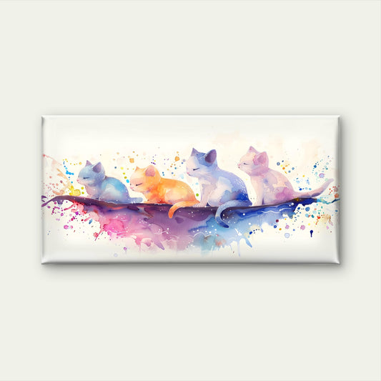 Colorful Dreams of Kittens Wall Art Canvas Office Home Room Framed 120x60cm