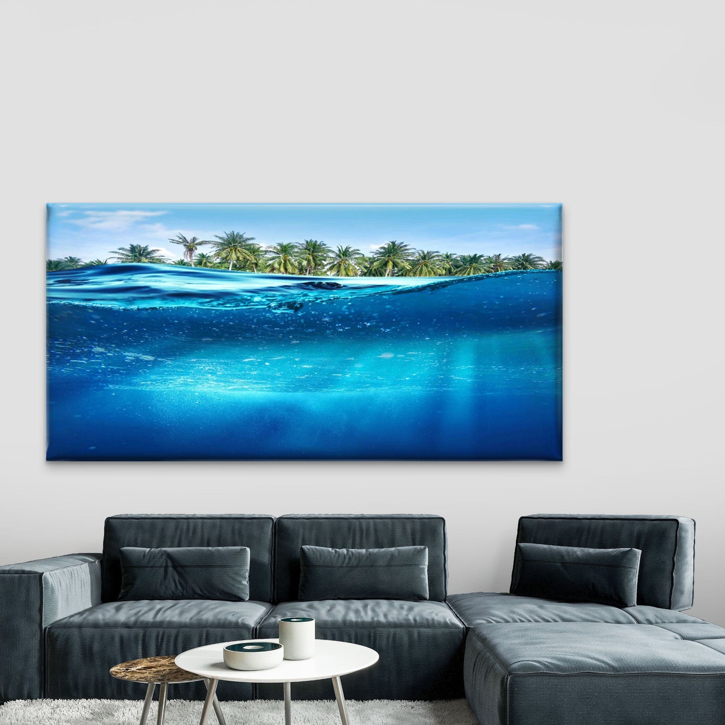 Deep Underwater Abstract Wall Art Canvas Office Home Room Framed 120x60cm