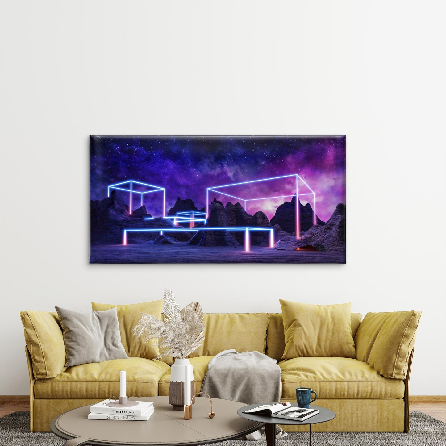 Virtual Reality Landscape Wall Art Canvas Office Home Room Framed 120x60cm - Bella Home Decor