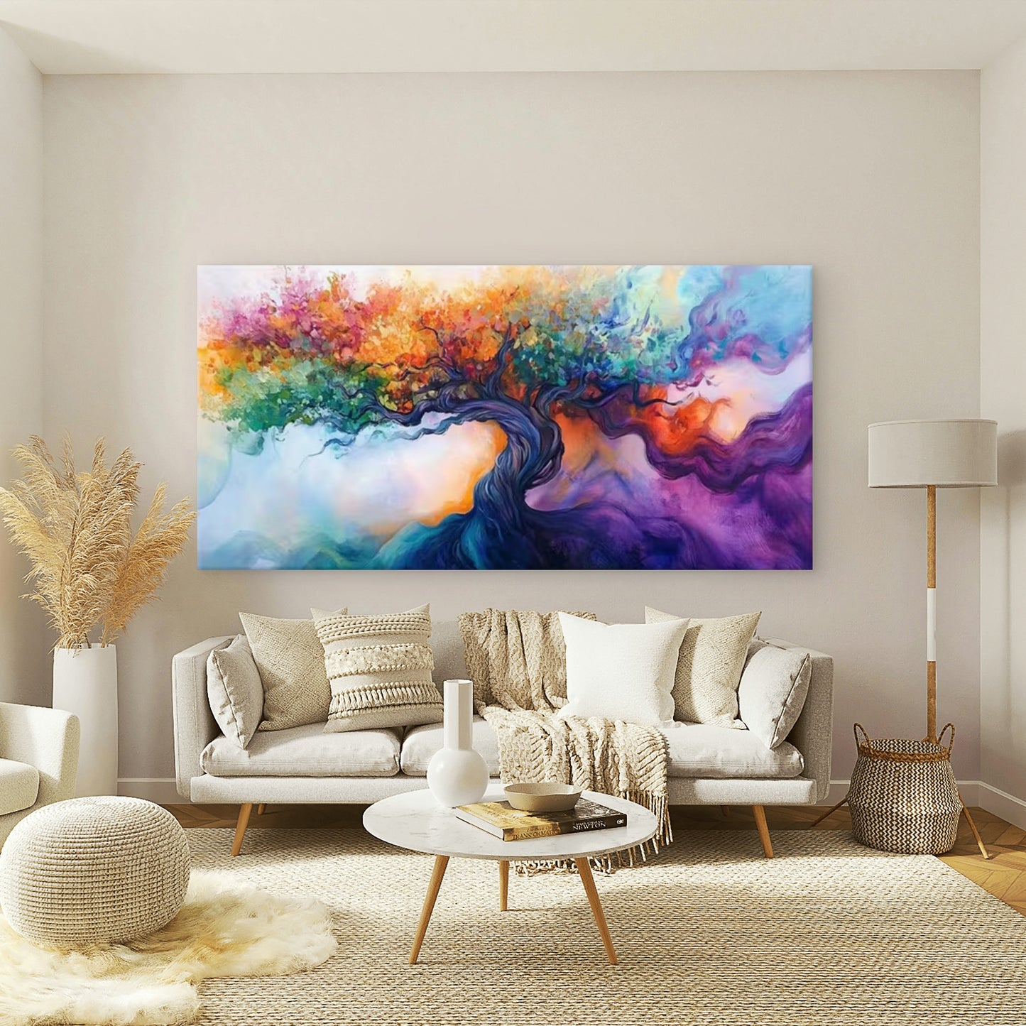 Minimalist Abstract Tree Wall Art Canvas Office Home Room Framed 120x60cm