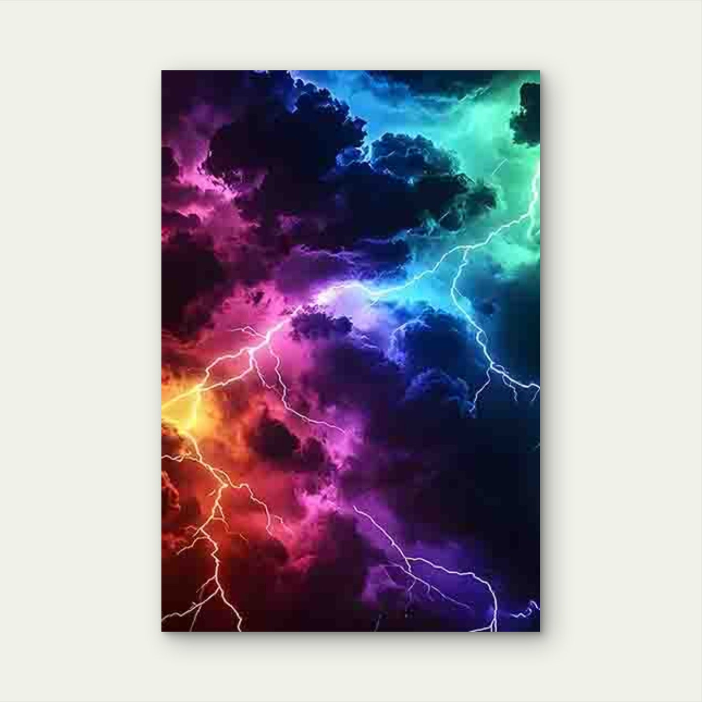 Lightning Bolt & Thunderstorm 40x60cm Metal Print Ready to Hang - Bella Home Decor