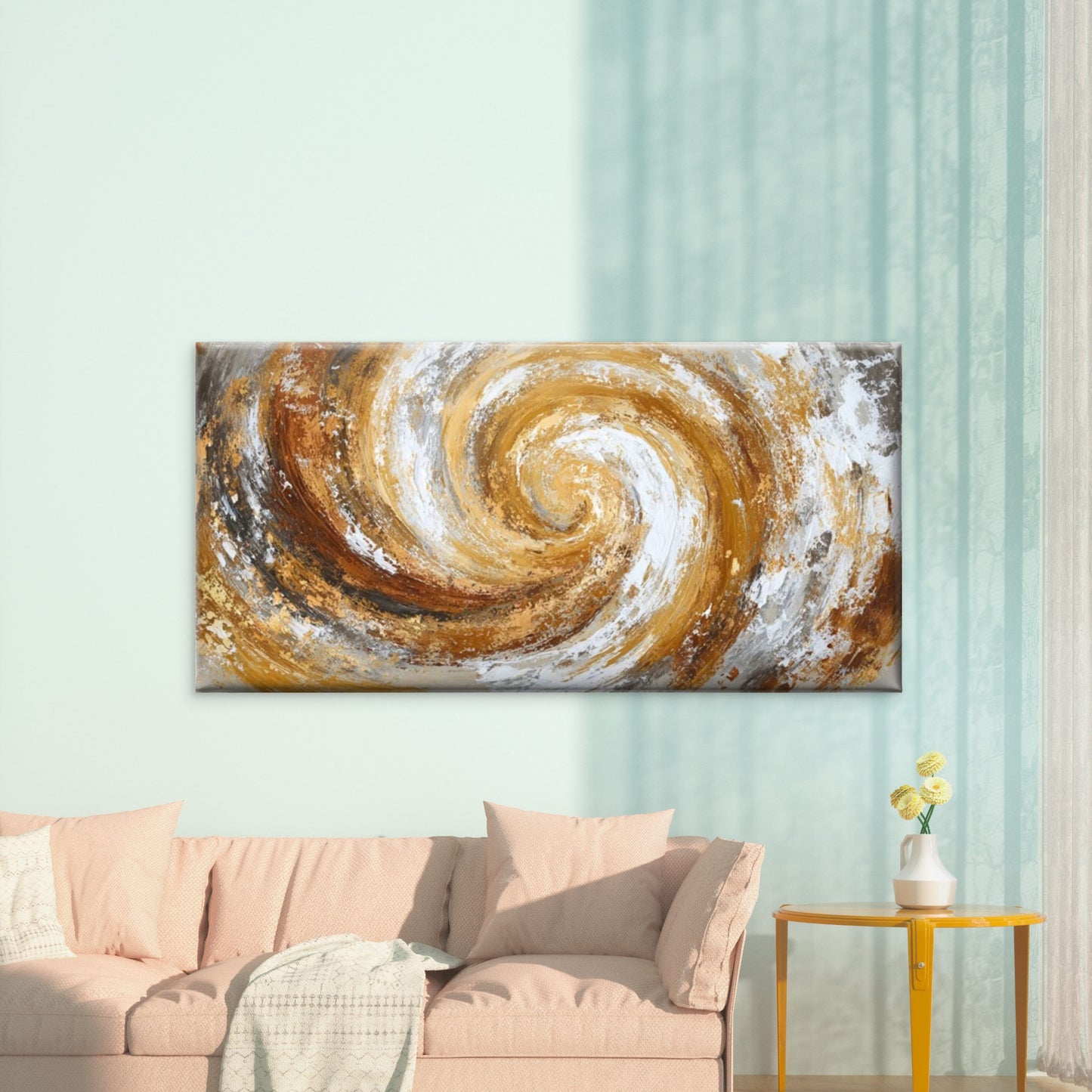 Abstract Golden Marble Wall Art Canvas Office Home Room Framed 120x60cm
